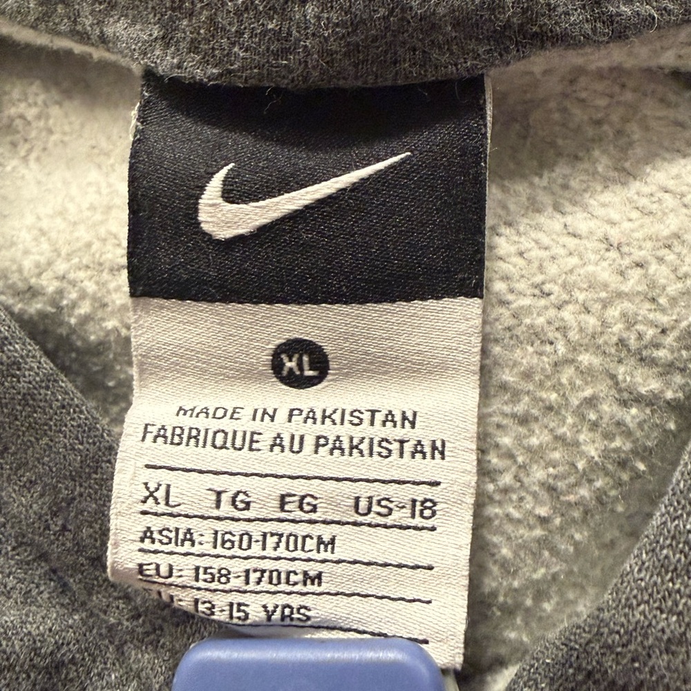 Nike Vintage Y2K Mini Swoosh Embroidered Pullover Hoodie Charcoal Grey Size XL - Picture 3 of 5